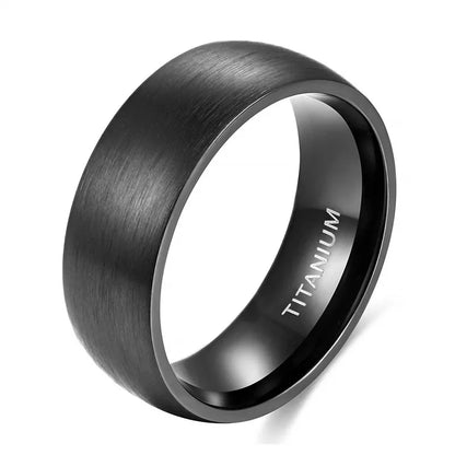 Brushed Silver & Black Titanium Ring