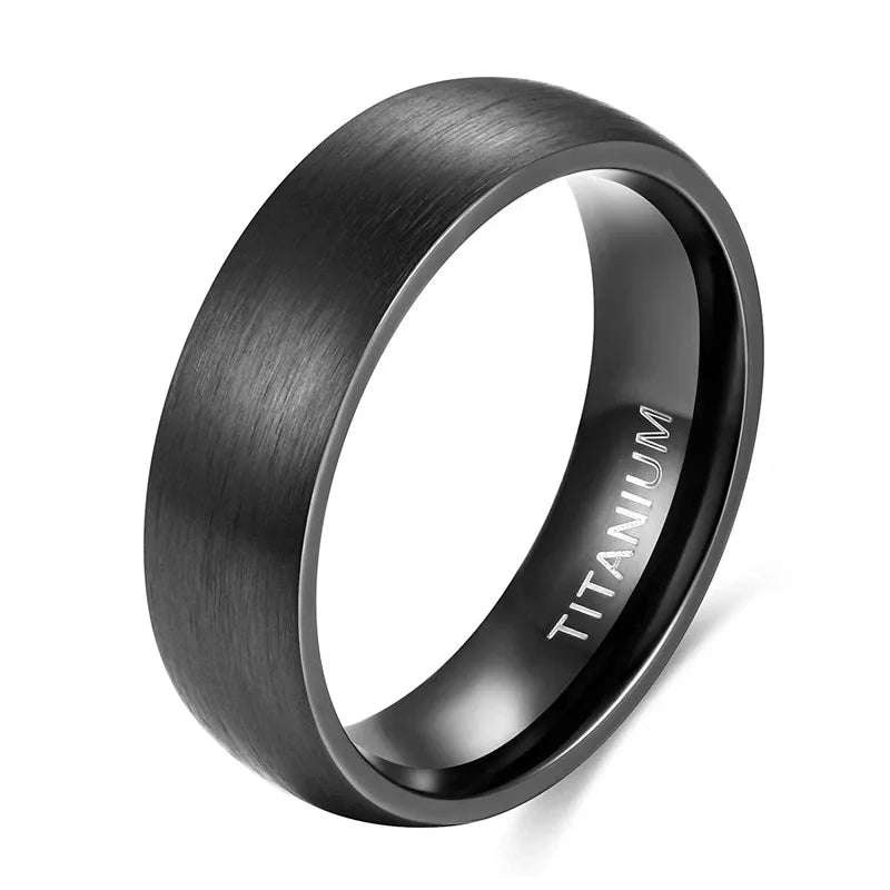 Brushed Silver & Black Titanium Ring