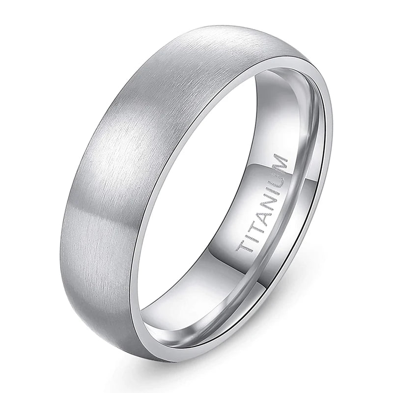 Brushed Silver & Black Titanium Ring