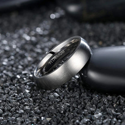 Brushed Silver & Black Titanium Ring