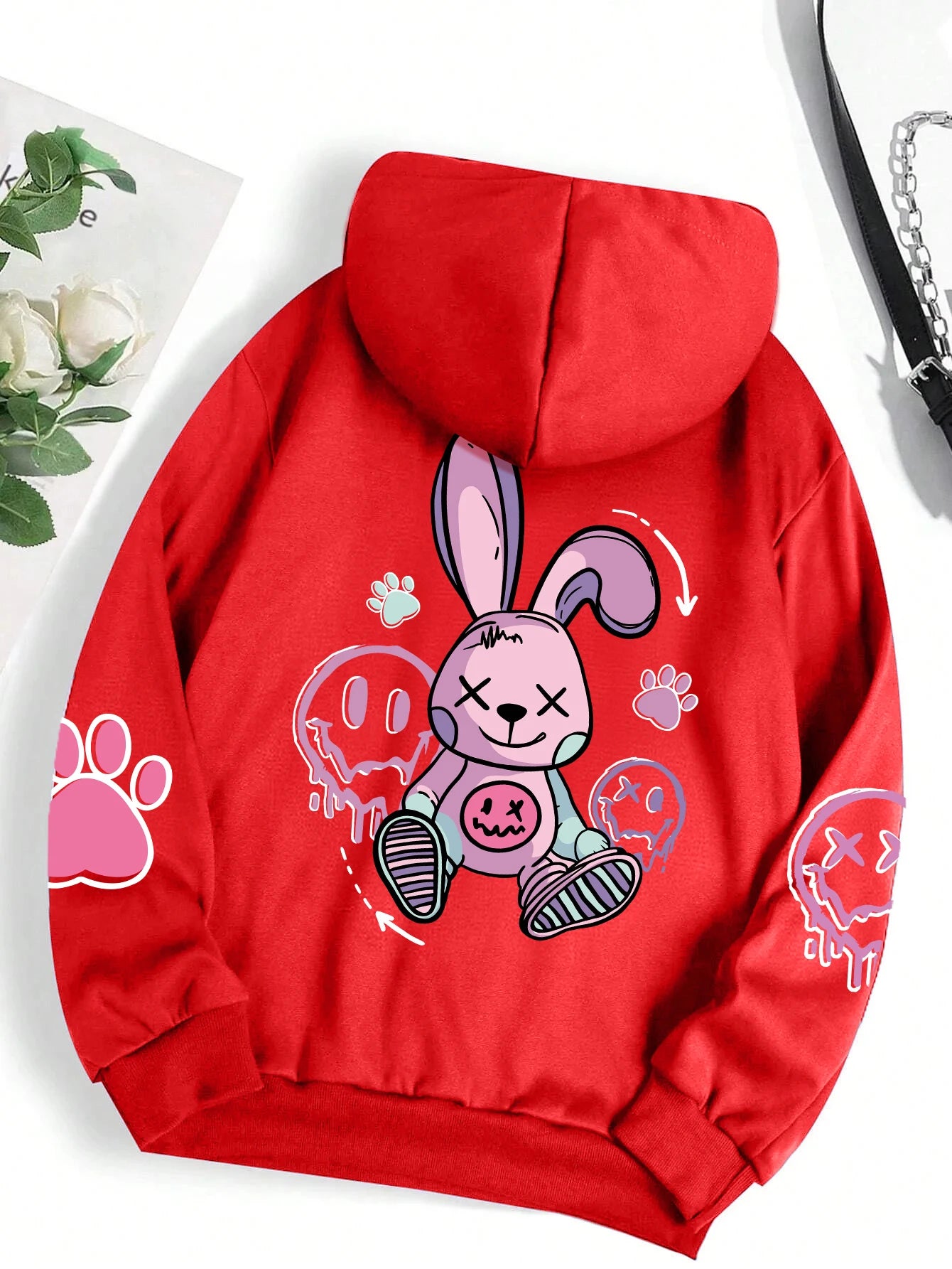 Urban Graffiti Bunny Print Hoodie