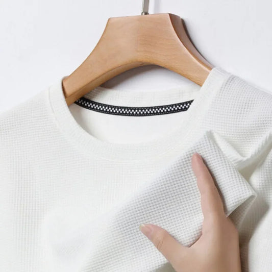 Waffle Knit Round Neck Tee