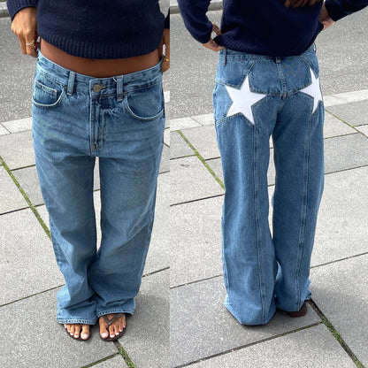 Y2K Star Print Loose Fit Vintage Jeans