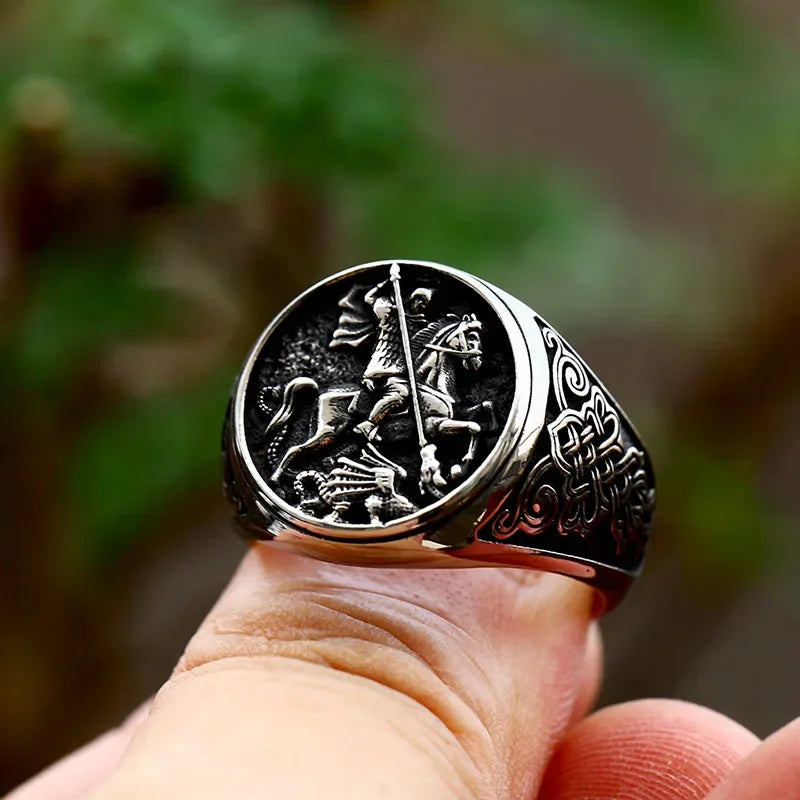 St. George Vintage Stainless Steel Ring