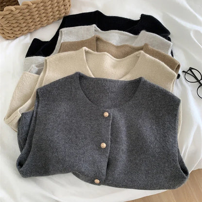 Korean Style Sleeveless Knitted Cardigan