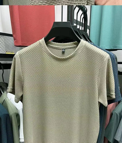 Mesh Silk Crew Neck T-Shirt