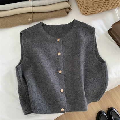 Korean Style Sleeveless Knitted Cardigan