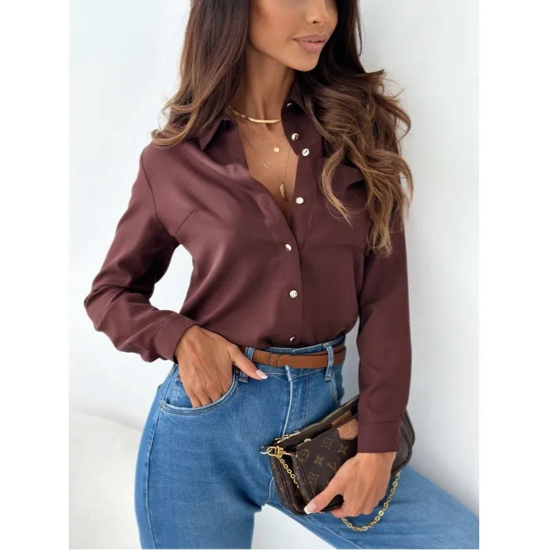 Elegant V-Neck Blouse – Autumn Collection