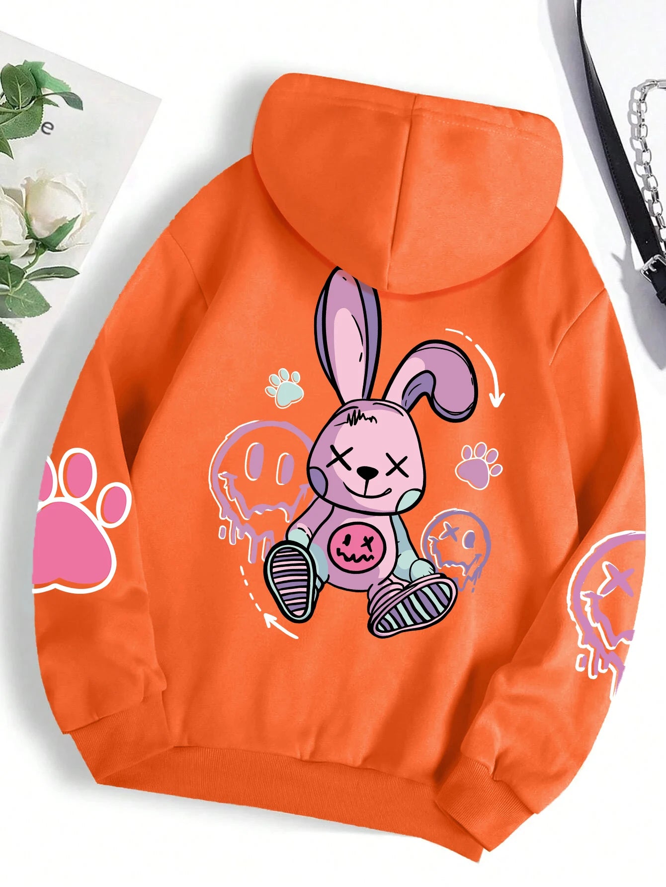 Urban Graffiti Bunny Print Hoodie